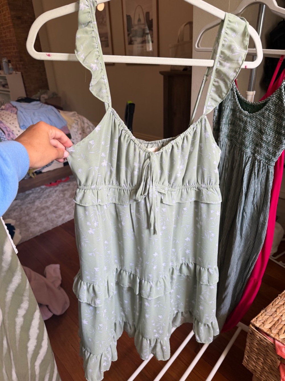 Sage Green Floral Sundress
